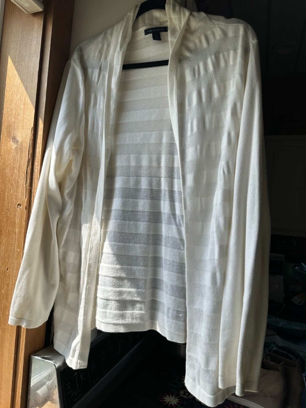 Tommy Hilfiger Cream Open-Front Lightweight Cardigan